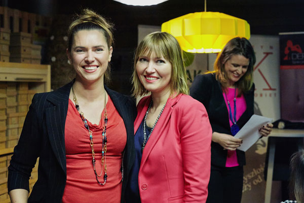 Ola Budzyńska, Aneta Pondo i Małgorzata Majewska na spotkaniu Klubu Miasta Kobiet (styczeń 2016), fot. Barbara Bogacka